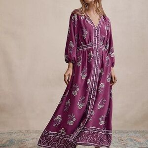 LOFT Purple Floral Maxi Dress
